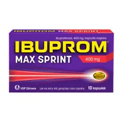Ibuprom max sprint kapsułki miękkie 400mg x 10 kapsułki tabletki przeciwbólowe US PHARMACIA SP. Z O.O.