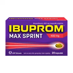 Ibuprom max sprint kapsułki miękki 400mg x 20 kapsułki tabletki przeciwbólowe US PHARMACIA SP. Z O.O.
