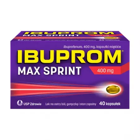 Ibuprom max sprint kapsułki miękkie 400mg x 40 kapsułki tabletki przeciwbólowe US PHARMACIA SP. Z O.O.