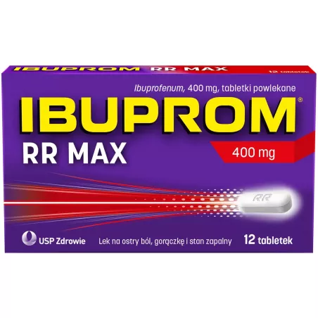 Ibuprom RR tabletki powlekane 400mg (MAX) x 12 tabletek tabletki przeciwbólowe US PHARMACIA SP. Z O.O.