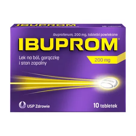 Ibuprom tabletki powlekane 200mg x 10 tabletek tabletki przeciwbólowe US PHARMACIA SP. Z O.O.