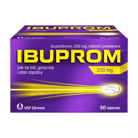 Ibuprom tabletki powlekane 200mg x 50 tabletek tabletki przeciwbólowe US PHARMACIA SP. Z O.O.