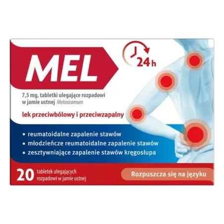 Mel tabletki ulegające rozpuszczeniu w jamie ustnej 7,5mg 20 tabletek reumatyzm PRZEDSIĘBIORSTWO PRODUKCJI FARMACEUTYCZNEJ HA... Mel tabletki ulegające rozpuszczeniu w jamie ustnej 7,5mg 20 tabletek reumatyzm PRZEDSIĘBIORSTWO PRODUKCJI FARMACEUTYCZNEJ HA...