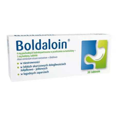 Boldaloin tabletki 23.6mg+1mg x 30 tabletek preparaty na zaparcia WROCŁAWSKIE ZAKŁADY ZIELARSKIE "HERBAPOL" S.A.