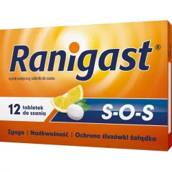 Ranigast SOS tabletki do ssania x 12 tabletek wrzody żołądka, zgaga, refluks ZAKŁADY FARMACEUTYCZNE POLPHARMA S.A.
