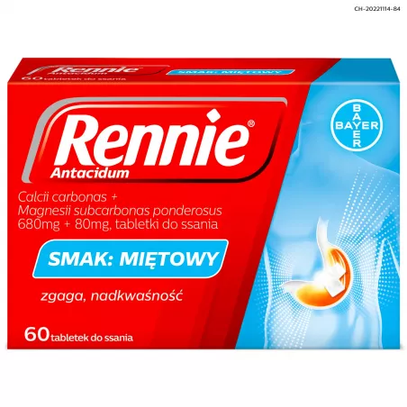 Rennie Antacidum tabletki do ssania 60 sztuk Preparaty na trawienie BAYER SP. Z O.O.