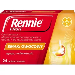 Rennie Fruit smak owocowy x 24 tabletki wrzody żołądka, zgaga, refluks BAYER SP. Z O.O.