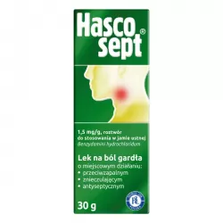 Hascosept aerozol do ust x 30 g leki na ból gardła i chrypkę PRZEDSIĘBIORSTWO PRODUKCJI FARMACEUTYCZNEJ HASCO-LEK S.A.