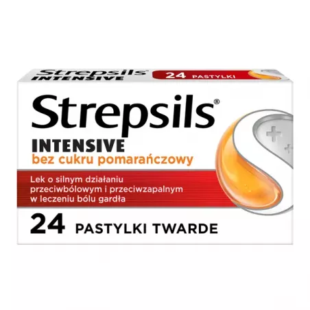 Strepsils Intensive Bez cukru pomarańczowy x 24 pastylek preparaty lecznicze bez cukru RECKITT BENCKISER POLAND S.A.