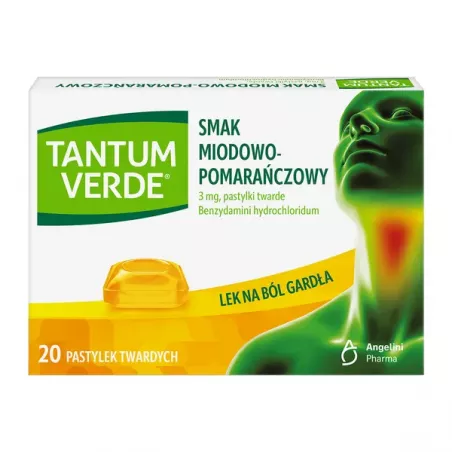 Tantum Verde pastylki miód-pomarańcza 20 sztuk gardło AZIENDE CHIMICHE RIUNITE ANGELINI FRANCESCO A.C.R.A.F. S.P.A