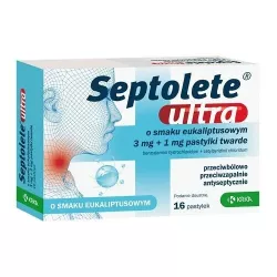 Septolete ultra eukaliptus x 16 pastylek twardych leki na ból gardła i chrypkę KRKA D.D. NOVO MESTO