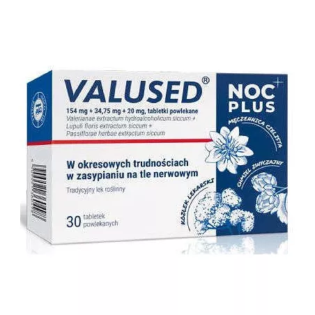 Valused Noc Plus x 30 tabletek Spokój i Sen PRZEDSIĘBIORSTWO PRODUKCJI FARMACEUTYCZNEJ HASCO-LEK S.A. Valused Noc Plus x 30 tabletek Spokój i Sen PRZEDSIĘBIORSTWO PRODUKCJI FARMACEUTYCZNEJ HASCO-LEK S.A.