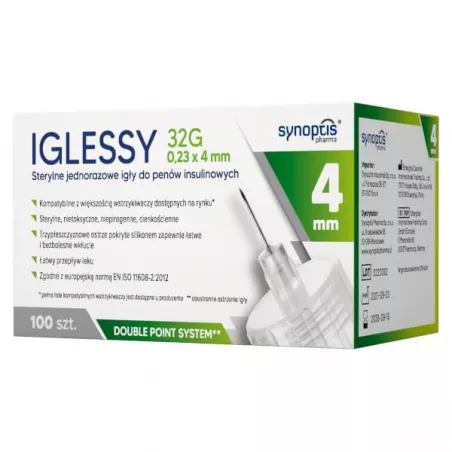 IGLESSY sterylne igły 32g 0,23 x 4mm x100szt igły do penów