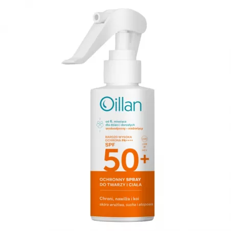 Oillan ochronny spray do twarzy i ciała SPF 50+ 125ml preparaty z filtrem UV OCEANIC S.A.