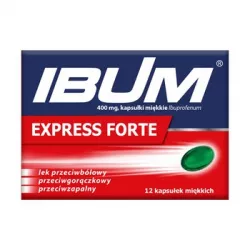 Ibum Express Forte 400 mg x 12 kapsułek miękkich tabletki przeciwbólowe PRZEDSIĘBIORSTWO PRODUKCJI FARMACEUTYCZNEJ HASCO-LEK ...