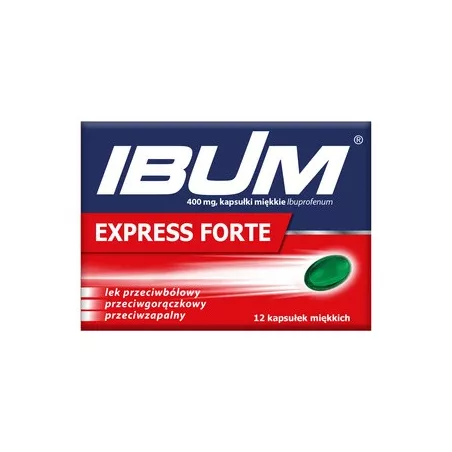Ibum Express Forte 400 mg x 12 kapsułek miękkich tabletki przeciwbólowe PRZEDSIĘBIORSTWO PRODUKCJI FARMACEUTYCZNEJ HASCO-LEK ...