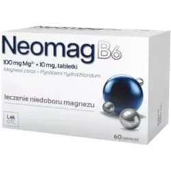 NeomagB6 tabletki 100mg+10mg x 60 tabletki magnez AFLOFARM FARMACJA POLSKA SP. Z O.O.