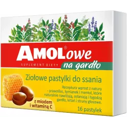 Amolowe na gardło z miodem i witaminą C x 16 pastylek preparaty na suche gardło ORIFARM HEALTHCARE A/S