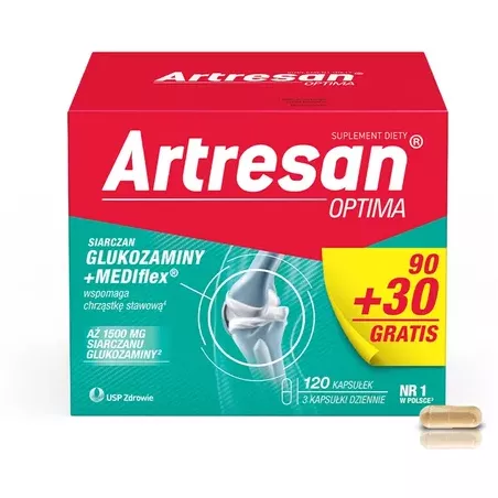Artresan Optima x 90 kapsułek +30 kapsułek gratis stawy USP ZDROWIE SP. Z O.O Artresan Optima x 90 kapsułek +30 kapsułek gratis stawy USP ZDROWIE SP. Z O.O