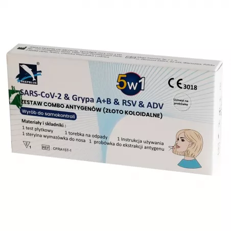 Test SARS-CoV-2 & Grypa A/B & RSV & ADV x 1 opakowanie Akcesoria HYDREX DIAGNOSTICS SP. Z O.O.SP.K. Test SARS-CoV-2 & Grypa A/B & RSV & ADV x 1 opakowanie Akcesoria HYDREX DIAGNOSTICS SP. Z O.O.SP.K.