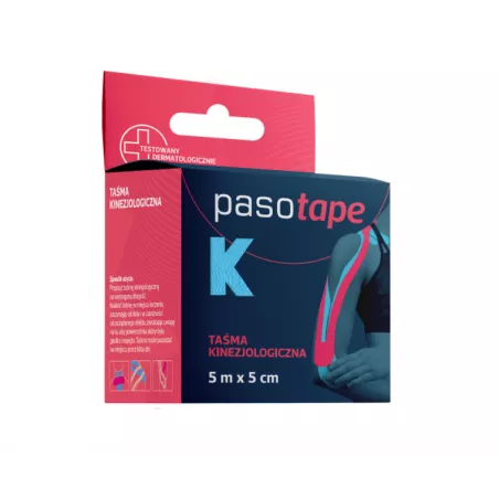 Pasotape taśma kinezjologiczna niebieska 5m x 5cm x 1 sztuka Inne PASO-TRADING SP. Z O.O.
