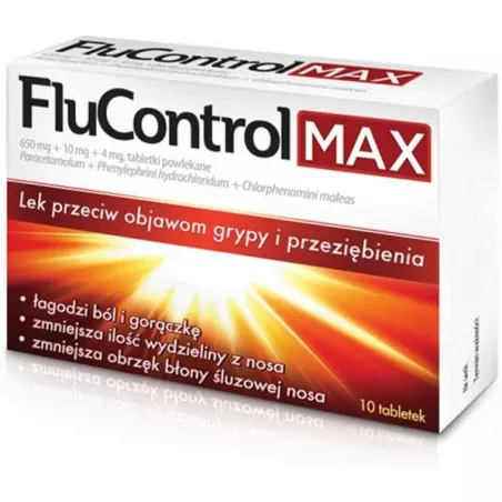 Flucontrol Max 650mg+10mg+4mg x 10 tabletek powlekanych Leki na przeziębienie i grypę AFLOFARM FARMACJA POLSKA SP. Z O.O. Flucontrol Max 650mg+10mg+4mg x 10 tabletek powlekanych Leki na przeziębienie i grypę AFLOFARM FARMACJA POLSKA SP. Z O.O.