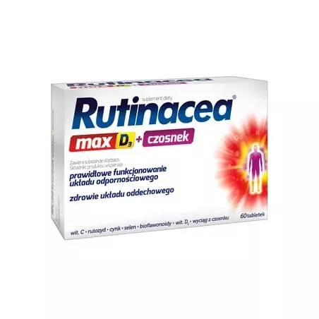 Rutinacea Max D3 + Czosnek x 60 tabletek Preparaty na odporność AFLOFARM FARMACJA POLSKA SP. Z O.O.