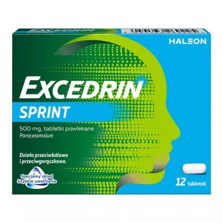 Excedrin Sprint 500 mg x 12 tabletek tabletki przeciwbólowe Haleon Poland Excedrin Sprint 500 mg x 12 tabletek tabletki przeciwbólowe Haleon Poland