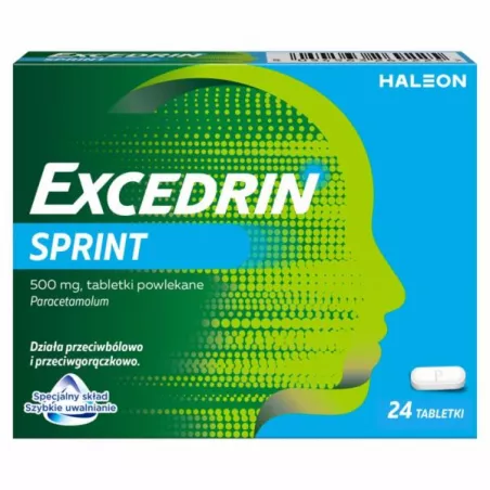 Excedrin Sprint 500 mg x 24 tabletki tabletki przeciwbólowe Haleon Poland Excedrin Sprint 500 mg x 24 tabletki tabletki przeciwbólowe Haleon Poland
