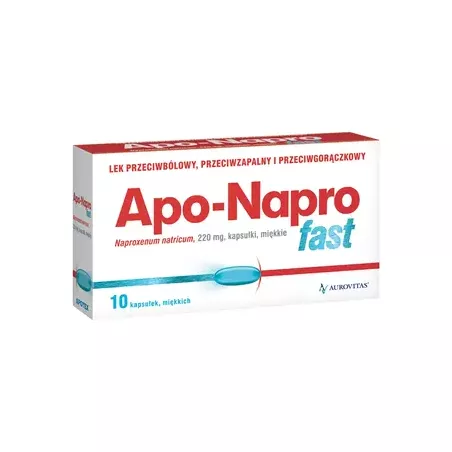 Apo-Napro Fast x 10 kapsułek miękkich Leki przeciwbólowe AUROVITAS PHARMA POLSKA SP.Z O.O.