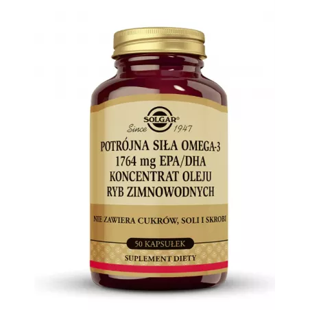 Solgar Potrójna siła Omega-3 1764mg EPA/DHA 50 kapsułek Sprawny umysł SOLGAR POLSKA SP. Z O.O.