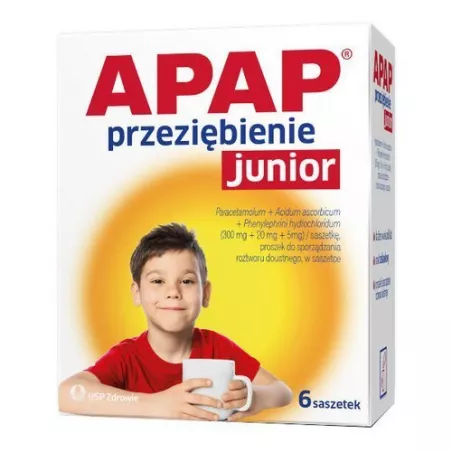 Apap Przeziębienie Junior x 6 saszetki ból i gorączka USP ZDROWIE SP. Z O.O Apap Przeziębienie Junior x 6 saszetki ból i gorączka USP ZDROWIE SP. Z O.O