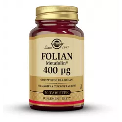Solgar Folian (Metafolin) 400 µg x 50 tabletek kwas foliowy SOLGAR POLSKA SP. Z O.O.