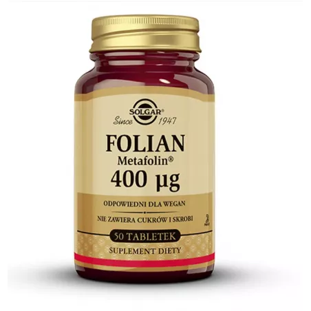 Solgar Folian (Metafolin) 400 µg x 50 tabletek kwas foliowy SOLGAR POLSKA SP. Z O.O.