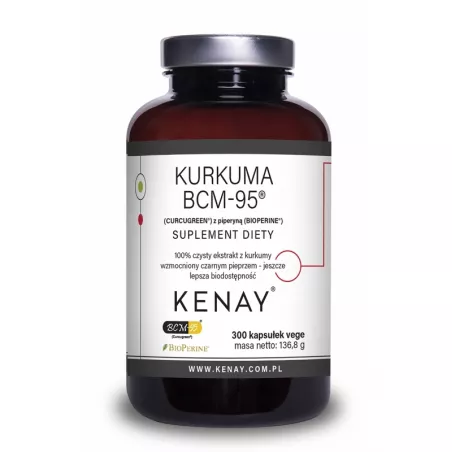 Kenay Kurkuma Bcm-95 z piperyną x 300 kapsułek Kurkuma KENAY