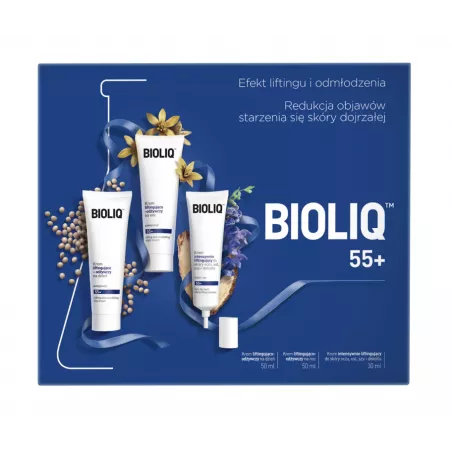 BIOLIQ 55+ zestaw krem na dzień, krem na noc, krem do okolic oczu ( data ważności 31.03.2026 ) do twarzy AFLOFARM FARMACJA PO...