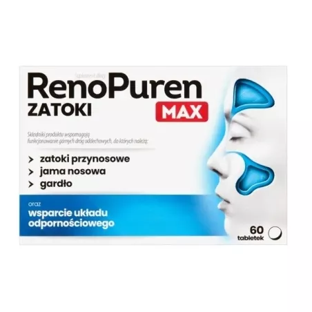 Renopuren Zatoki MAX x 60 tabletek chore zatoki AFLOFARM FARMACJA POLSKA SP. Z O.O.