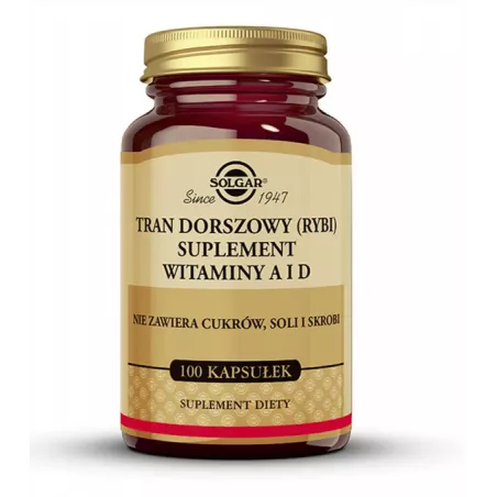 Solgar Tran Dorszowy (Rybi) Suplement Witaminy A i D x 100 kapsułek trany i oleje SOLGAR POLSKA SP. Z O.O.