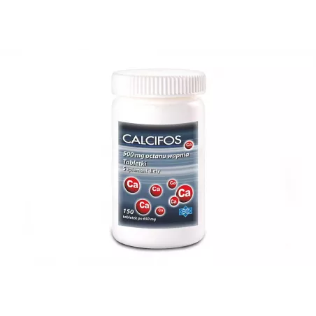 Calcifos 500 mg x 150 tabletek ( data ważności 31.03.2026 ) wapń POLFARMEX S.A.