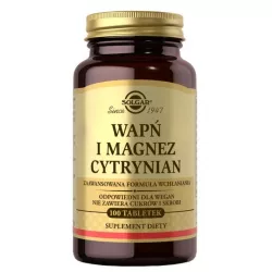 Solgar Wapń i Magnez cytrynian x 100 tabletek magnez SOLGAR POLSKA SP. Z O.O.