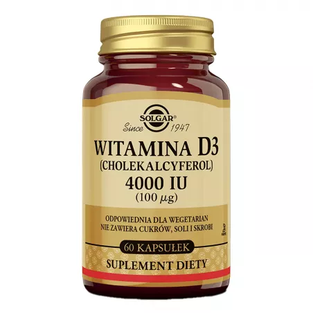 Solgar Witamina D3 4000 IU (100 mcg) x 60 kapsułek witamina D SOLGAR POLSKA SP. Z O.O.