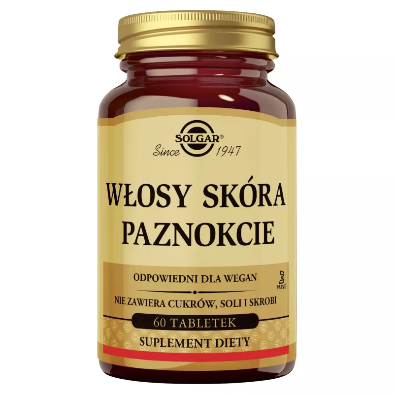 SOLGAR POLSKA SP. Z O.O. Solgar Włosy, Skóra, Paznokcie x 60 tabletek ( 30.11.2026 ) — Inhaltsstoffe i ocena