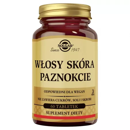 Solgar Włosy, Skóra, Paznokcie x 60 tabletek suplementy na skórę włosy i paznokcie SOLGAR POLSKA SP. Z O.O.