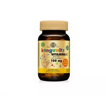 Solgar Kanguwity Witamina C 100mg x 90 pastylek do ssania smak pomarańczowy odporność dziecka SOLGAR POLSKA SP. Z O.O.