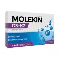 Molekin D3 + K2 x 60 tabletek (45+15) osteoporoza N.P.ZDROVIT SP Z O.O.