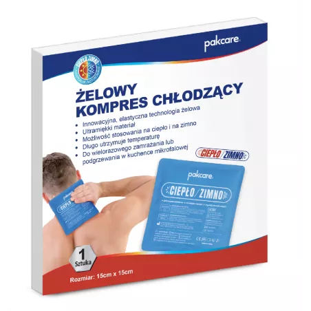 Pakcare żelowy kompres ciepło / zimno 15 x 15 cm x 1 sztuka Kompresy