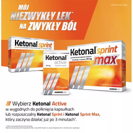 Ketonal Active 50 mg x 30 kapsułek tabletki przeciwbólowe SANDOZ GMBH