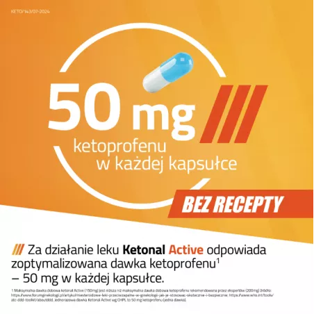 Ketonal Active 50 mg x 30 kapsułek tabletki przeciwbólowe SANDOZ GMBH