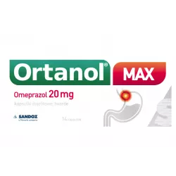 Ortanol Max kapsułki dojelitowe 20mg x 14 kapsułek wrzody żołądka, zgaga, refluks SANDOZ GMBH