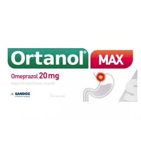 Ortanol Max kapsułki dojelitowe 20mg x 14 kapsułek wrzody żołądka, zgaga, refluks SANDOZ GMBH